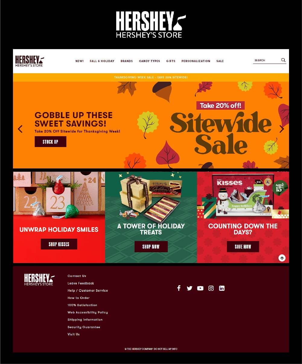 Hershey web optimization static web banners digital clickable ads FAQ page for thanksgiving 