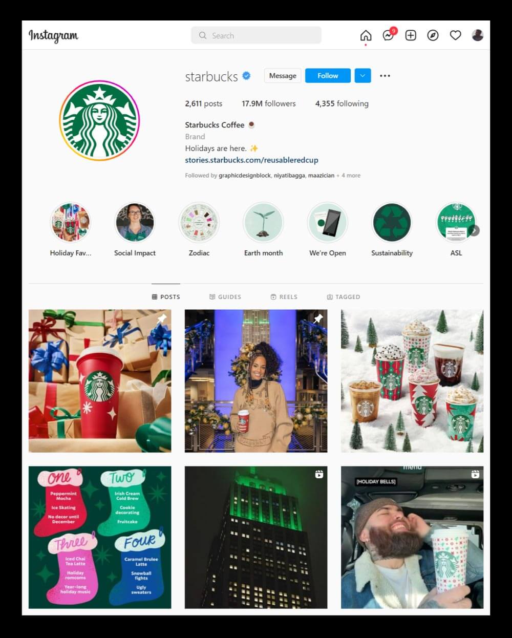 Starbucks Instagram Profile