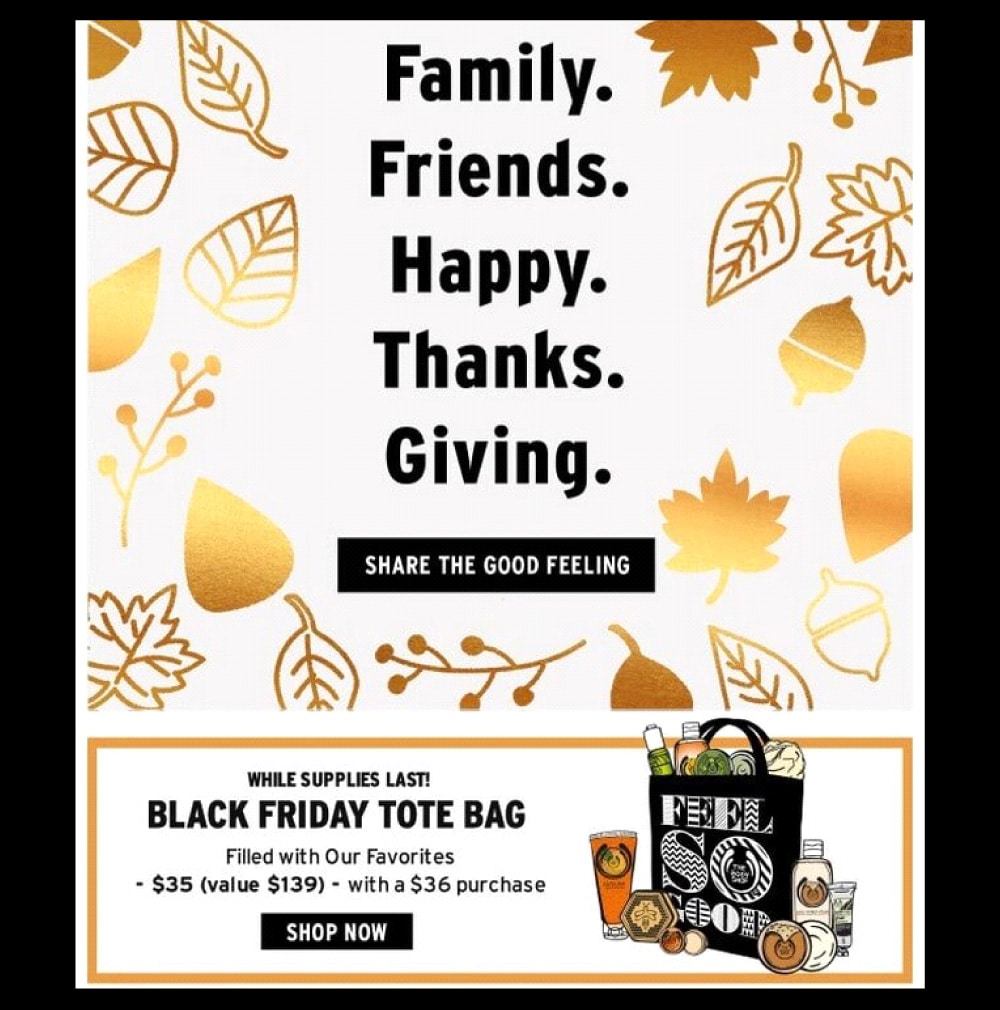Thanksgiving Email campaign - Body Shop