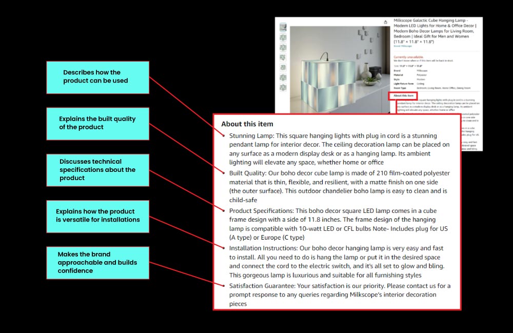 Example of ideal Amazon bullet points