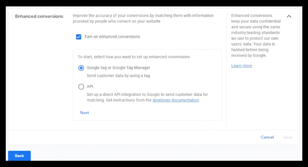 How to Get Enhanced Conversions in Google Ads - Step 3