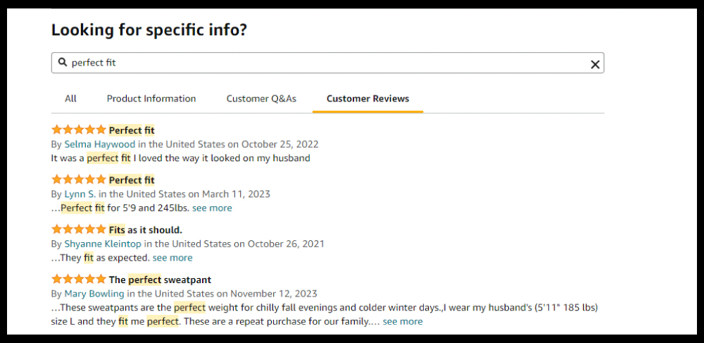 Amazon Customer Review Filters