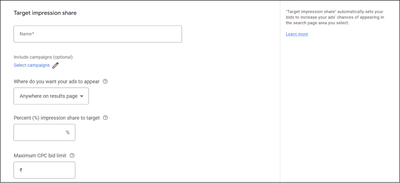 Automated Bidding Strategies - Target Impression share 1