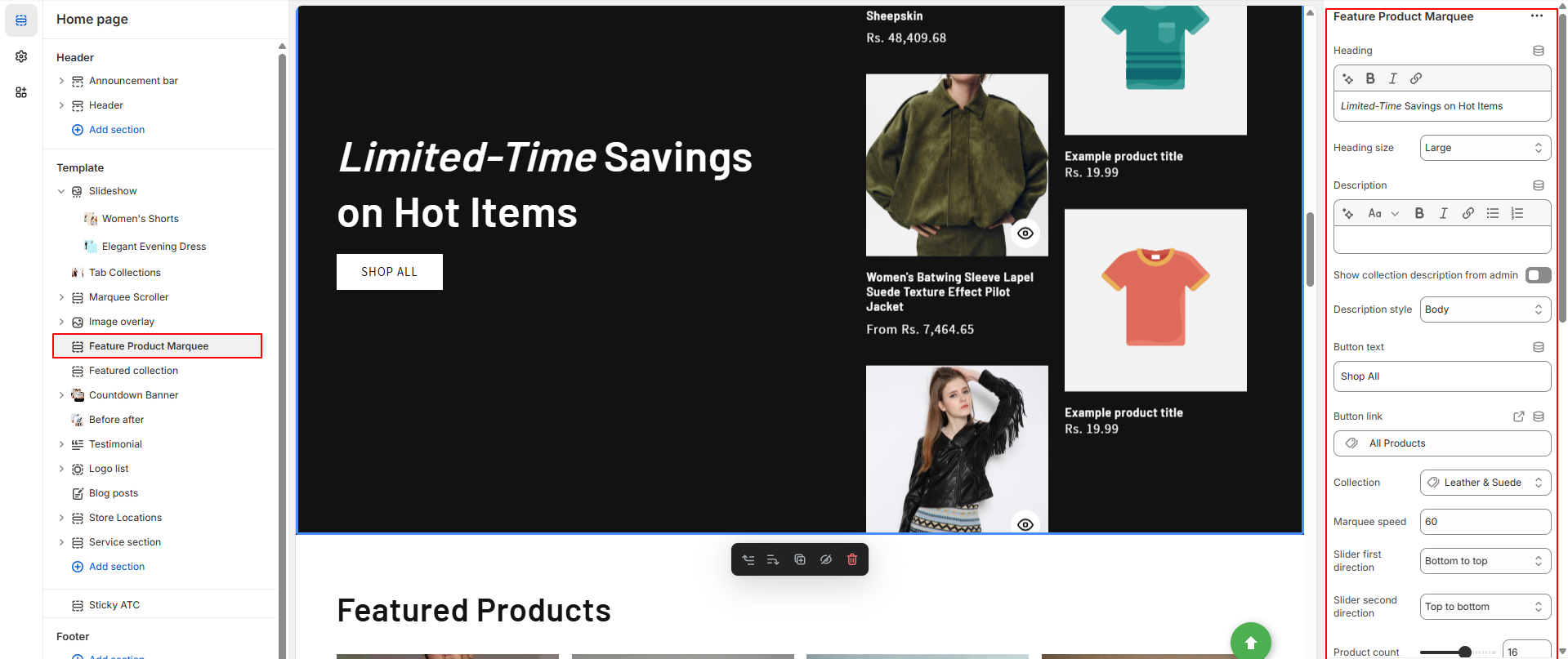 Feature Product Marquee banner