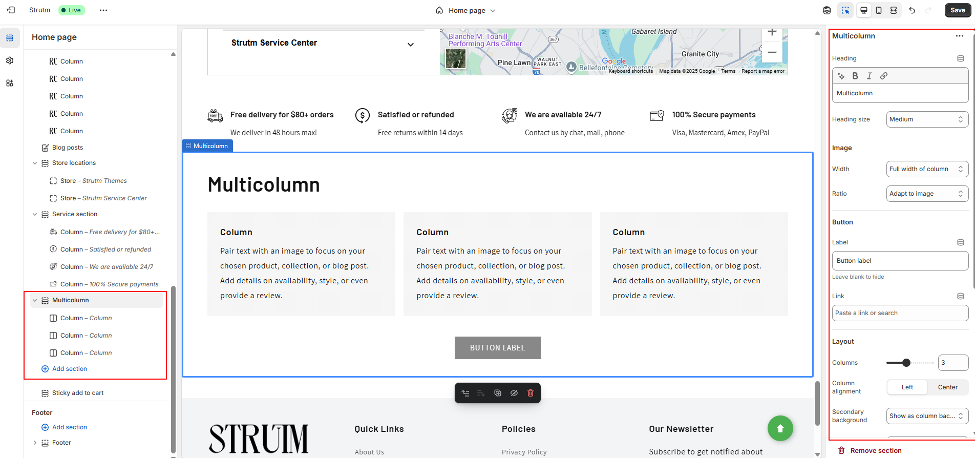 Multicolumn banner
